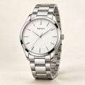 Agenzyu Sterling men's watch in Silver White, main front three-quarter view with Agenzyu branding.