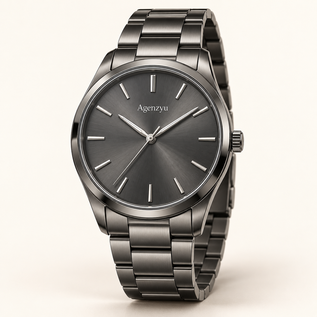 Agenzyu Slate men's watch in Graphite Grey, main front three-quarter view with Agenzyu branding.