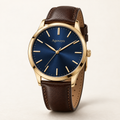 Agenzyu Regent men's watch in Navy Brown, main front three-quarter view with Agenzyu branding.